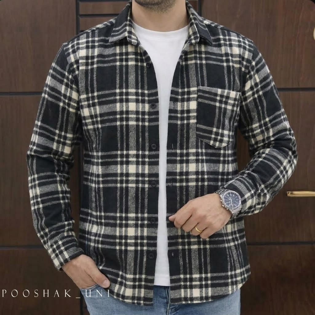 پیراهن پشمی مشکی سفید